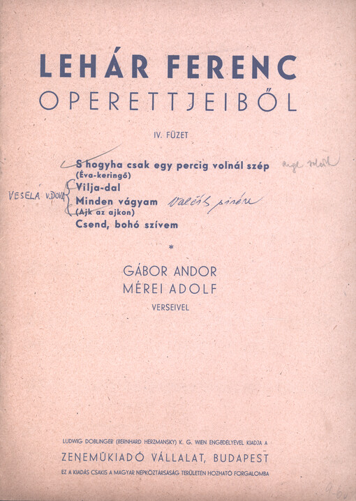 Operettjeiből. IV. füzet