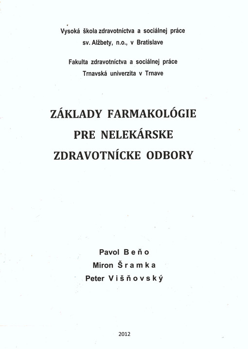 Základy farmakológie pre nelekárske zdravotnícke odbory
