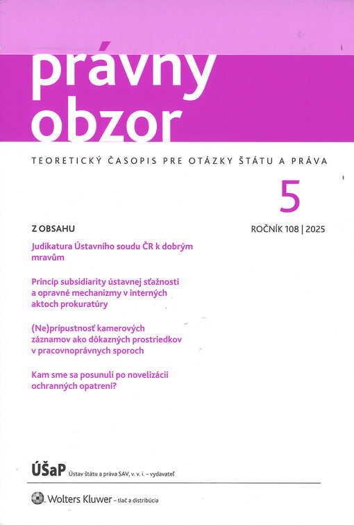 Právny obzor : teoretický časopis pre otázky štátu a práva