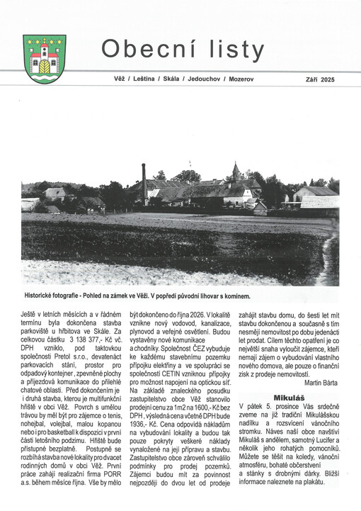 Obecní listy : Věž, Leština, Skála, Jedouchov, Mozerov