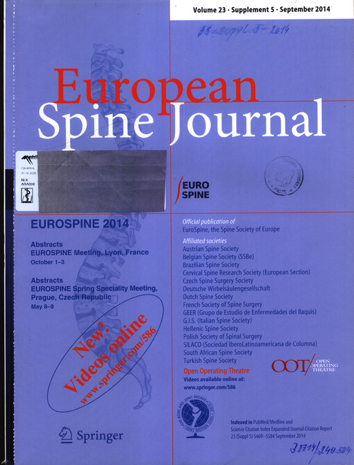 Eurospine ... : ... annual meeting of the Spine Society of Europe : abstracts