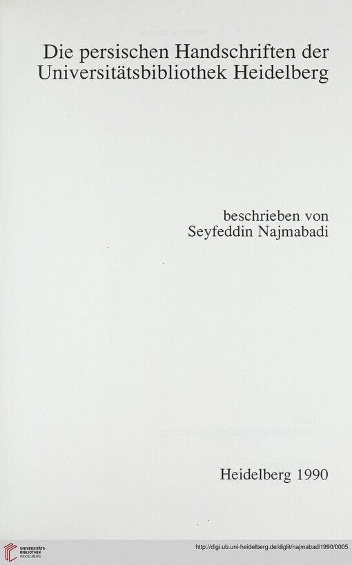 Die persischen Handschriften der Universitätsbibliothek Heidelberg