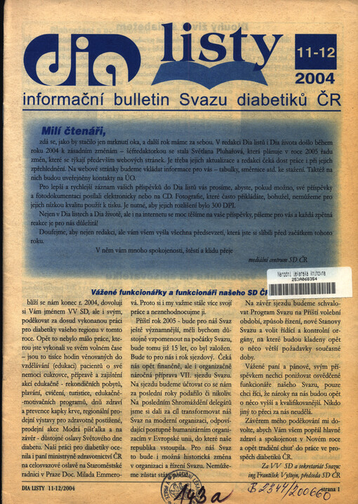 Dialisty : informační bulletin Svazu diabetiků ČR
