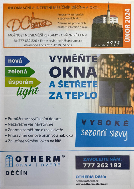 DC-servis : inzertní a informační měsíčník Děčína a okolí : programy kulturních akcí : zdarma do děčínských rodin