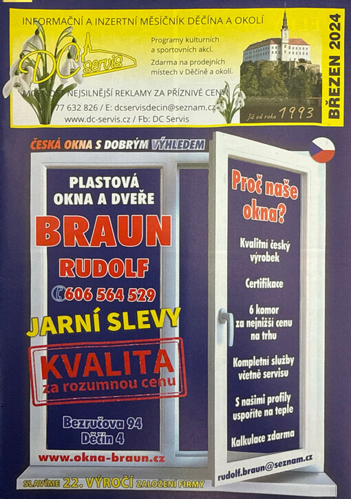 DC-servis : inzertní a informační měsíčník Děčína a okolí : programy kulturních akcí : zdarma do děčínských rodin