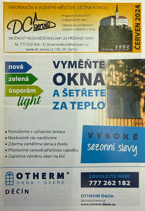 DC-servis : inzertní a informační měsíčník Děčína a okolí : programy kulturních akcí : zdarma do děčínských rodin