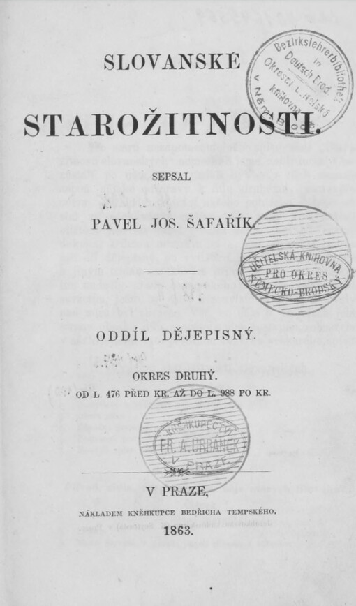 Slovanské starožitnosti.Oddíl dějepisný