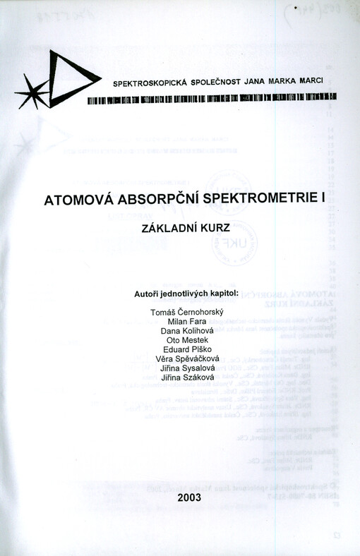 Atomová absorpční spektrometrie I : základní kurz