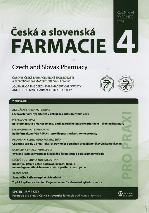 Česká a slovenská farmacie = Czech and Slovak pharmacy : časopis České farmaceutické společnosti a Slovenské farmaceutické společnosti