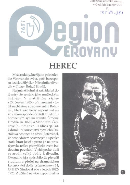 Region Věrovany : herec