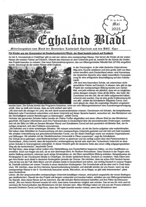 Eghaland Bladl : Mitteilungsblatt des Bundes der Deutschen - Landschaft Egerland und des Balthasar - Neumann - Hauses