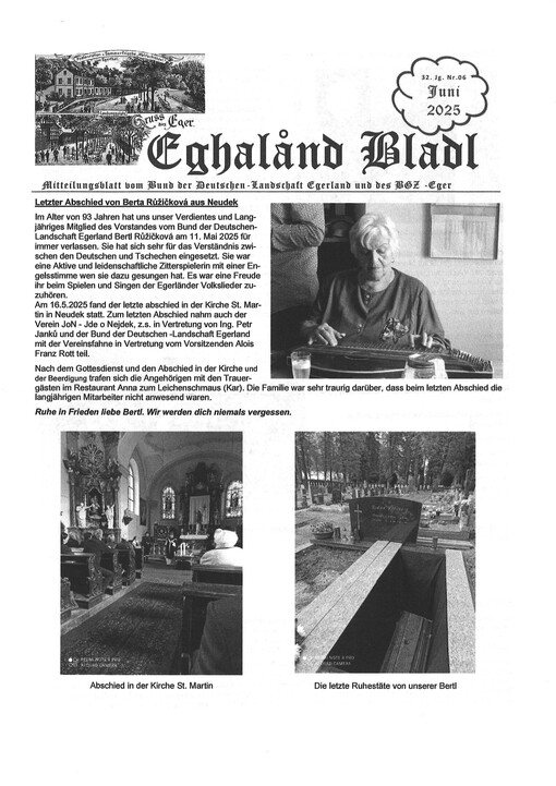 Eghaland Bladl : Mitteilungsblatt des Bundes der Deutschen - Landschaft Egerland und des Balthasar - Neumann - Hauses