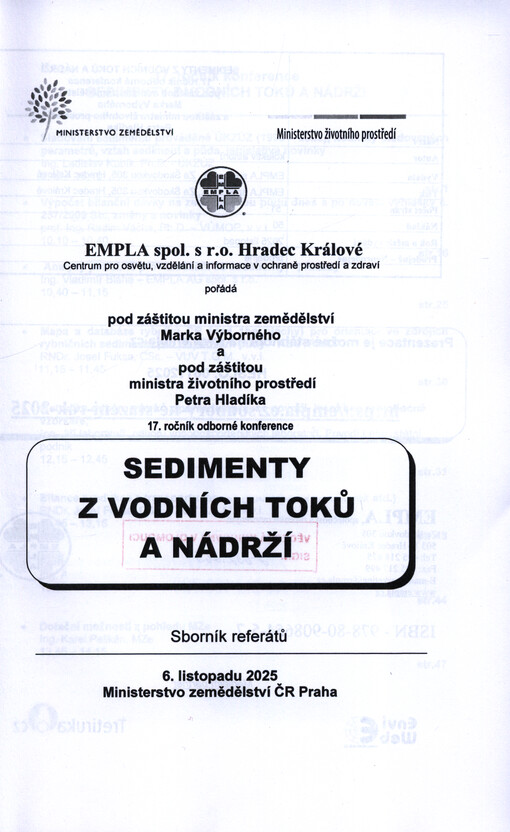 Sedimenty z vodních toků a nádrží : ... ročník odborné konference : sborník referátů