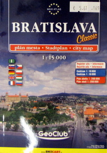 Bratislavaplán mesta 1:15 000 : register ulíc, informácie : centrum 1:10 000 : plán okolia 1:200 000