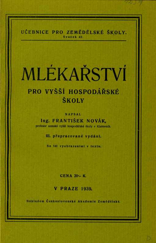 Mlékařství pro vyšší hospodářské školy