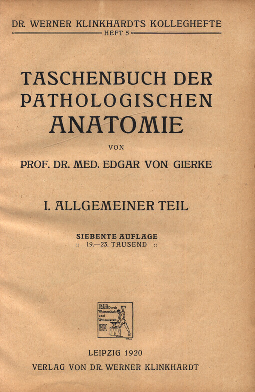 Taschenbuch der patologischen Anatomie