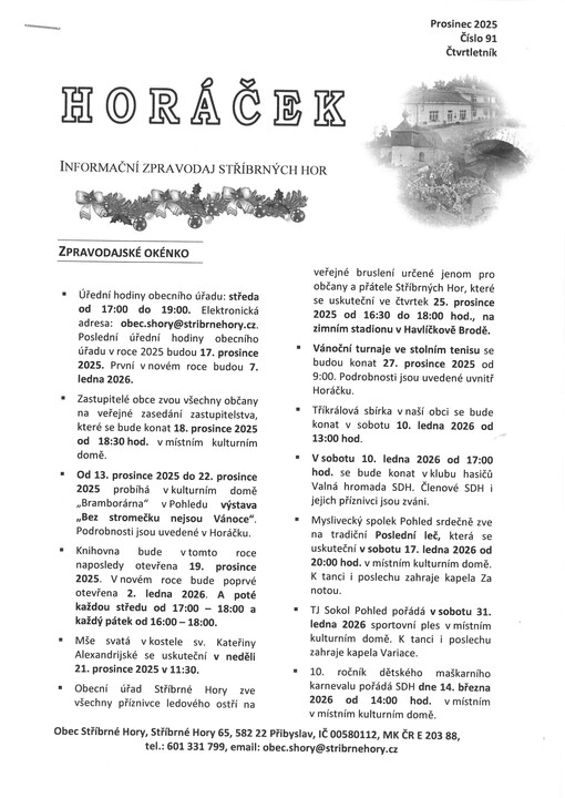 Horáček : informační zpravodaj Stříbrných hor