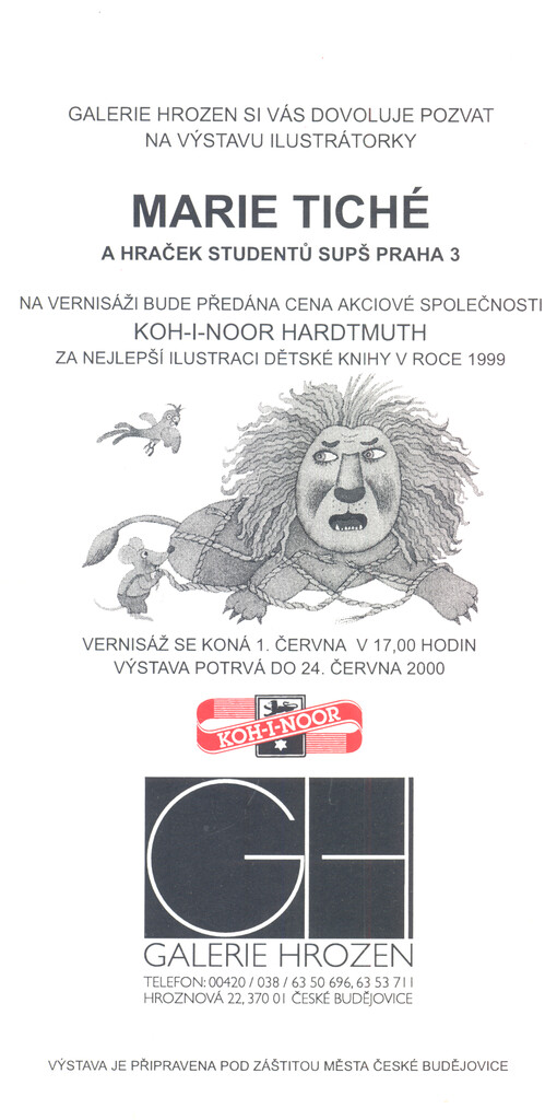 Galerie Hrozen si Vás dovoluje pozvat na výstavu ilustrátorky Marie Tiché a hraček studentů SUPŠ Praha 3