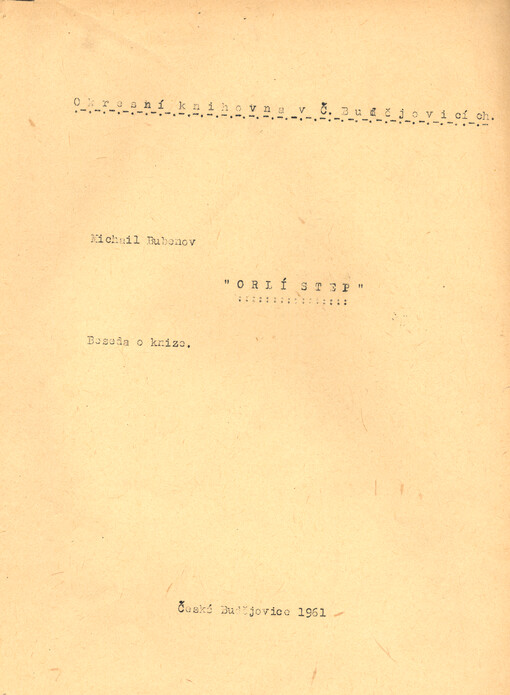 Michail Bubenov - Orlí step : beseda o knize