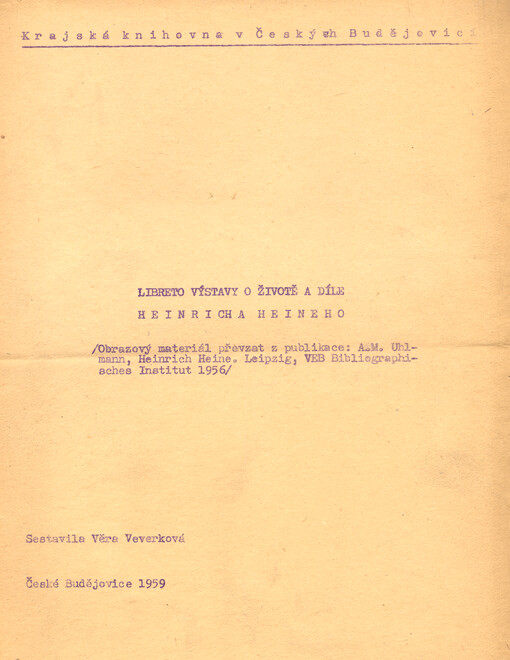 Libreto výstavy o životě a díle Heinricha Heineho