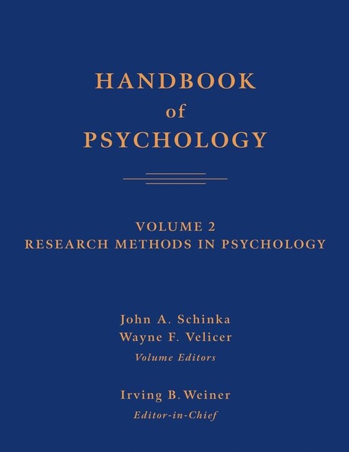 Handbook of psychologyVolume 2,Research methods in psychology