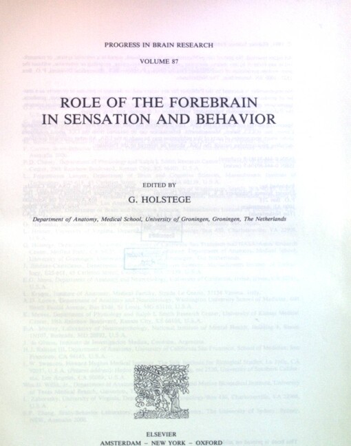 Role of the Forebrain in Sensation and Behavior