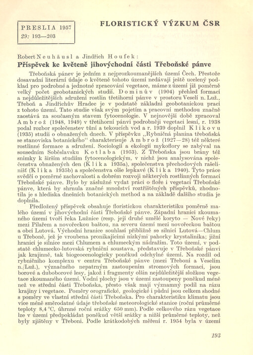 Příspěvek ke květeně jihovýchodní části Třeboňské pánve