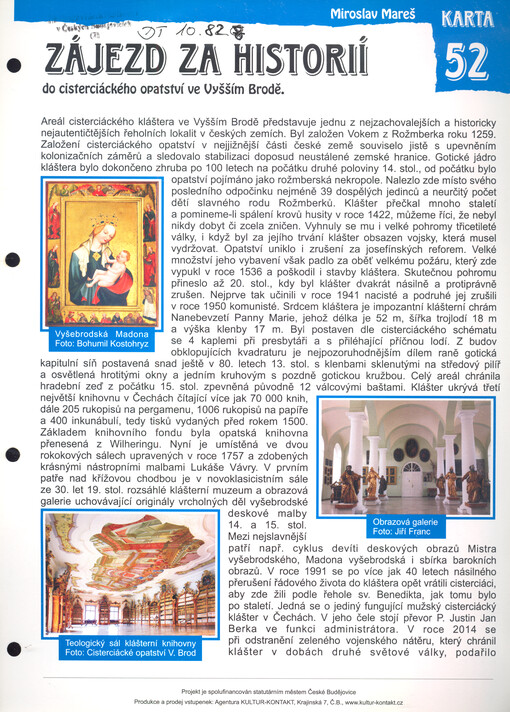 Zájezd za historií do cisterciáckého opatství ve Vyšším Brodě