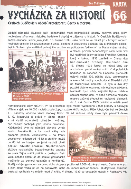 Vycházka za historií Českých Budějovic v období protektorátu Čechy a Morava