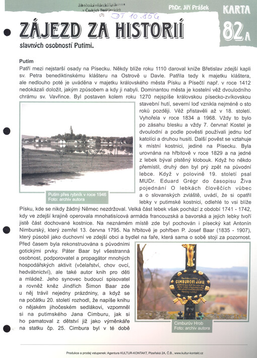 Zájezd za historií slavných osobností Putimi