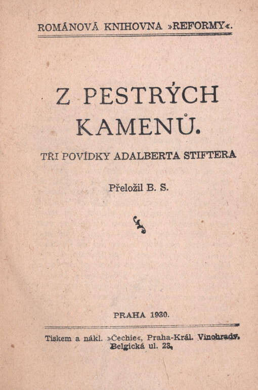 Z pestrých kamenů : tři povídky Adalberta Stiftera