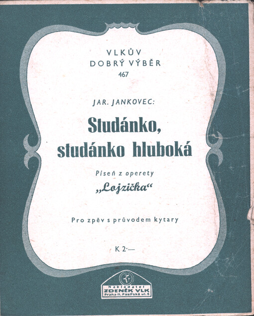 Studánko, studánko hluboká : pro zpěv s průvodem kytary