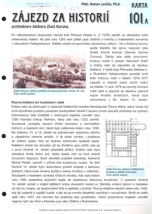 Zájezd za historií architektury kláštera Zlatá Koruna