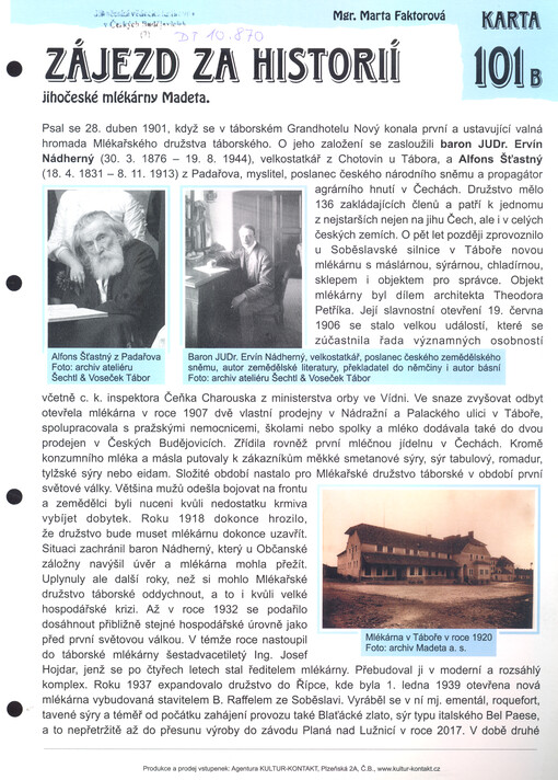 Zájezd za historií jihočeské mlékárny Madeta