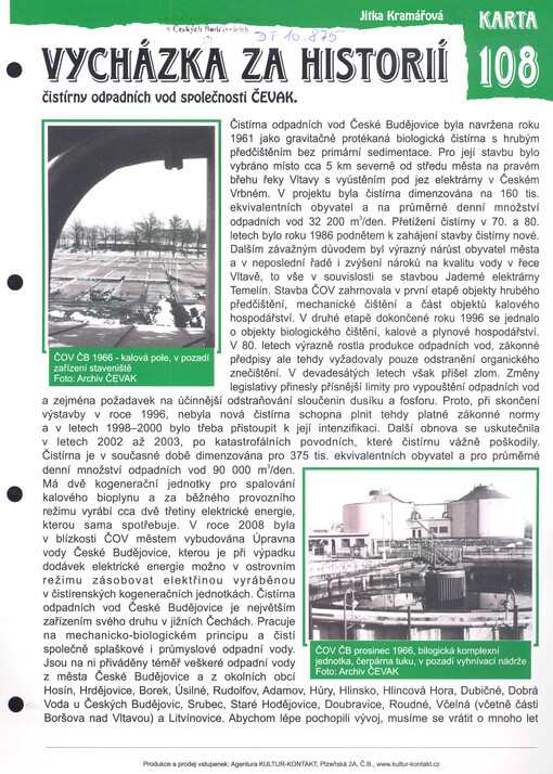 Vycházka za historií čistírny odpadních vod společnosti ČEVAK