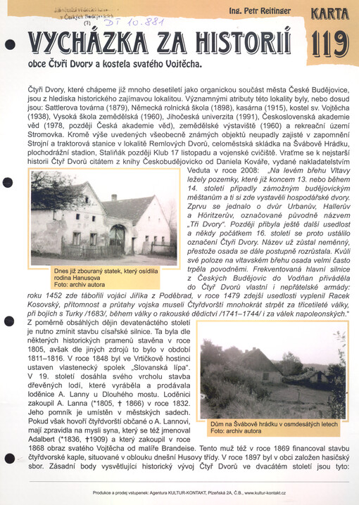 Vycházka za historií obce Čtyři Dvory a kostela svatého Vojtěcha