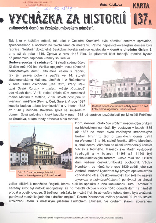 Vycházka za historií zajímavých domů na českokrumlovském náměstí