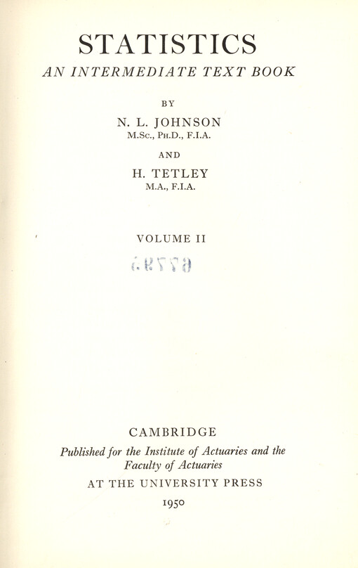 Statistics : an intermediate text book. Vol. 2,