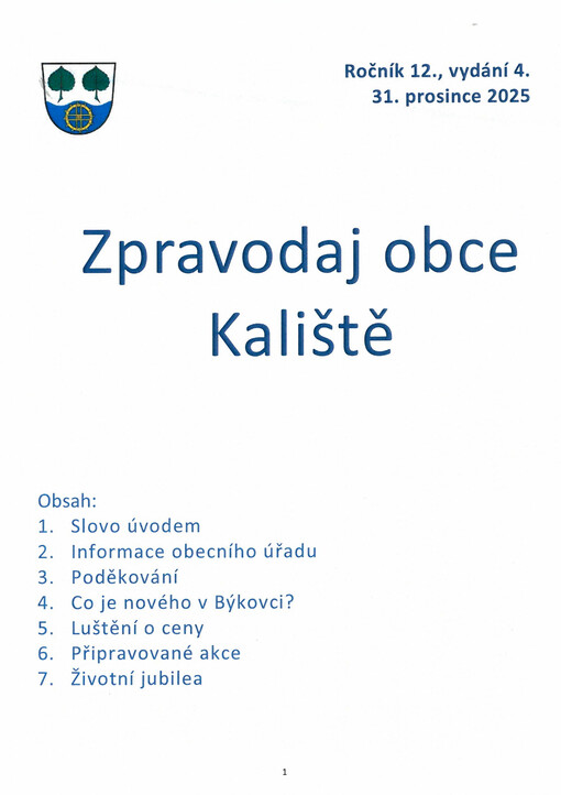 Zpravodaj obce Kaliště