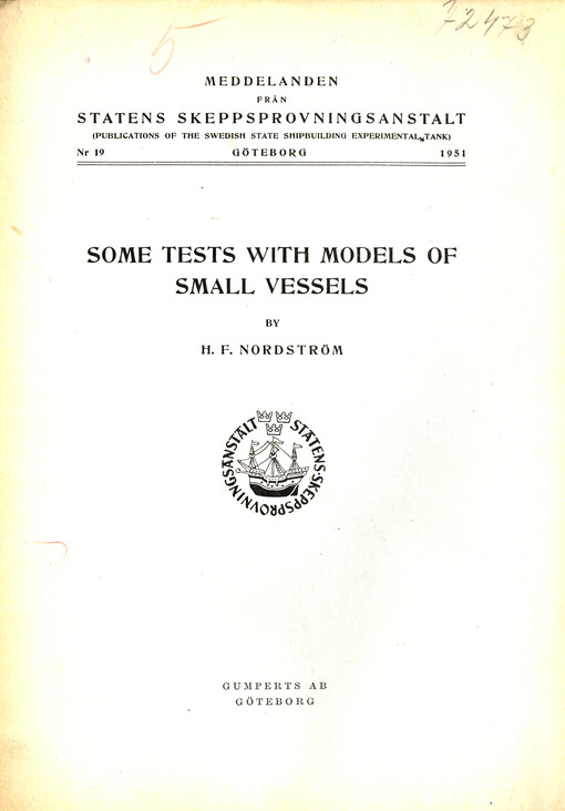 Some tests with models of small vessels