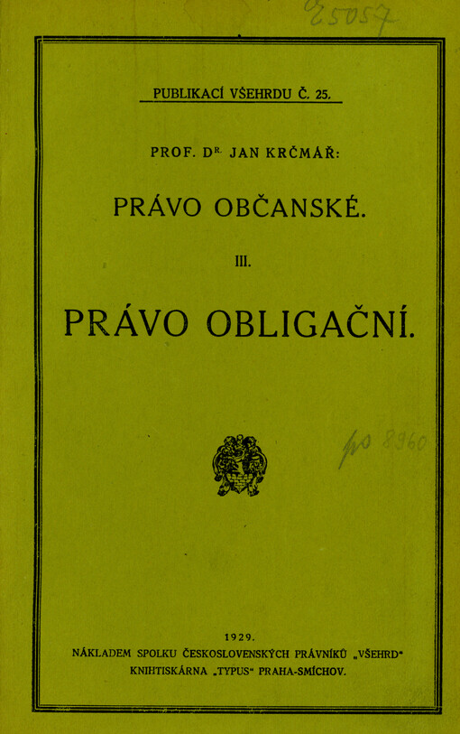 Právo občanské. III, Právo obligační