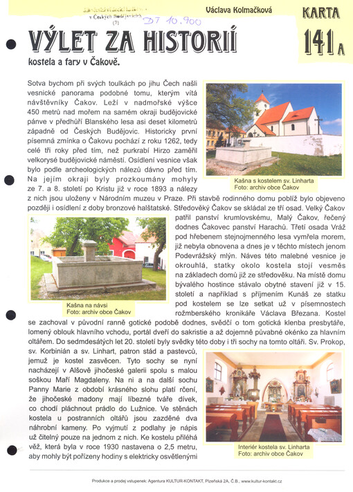 Výlet za historií kostela a fary v Čakově