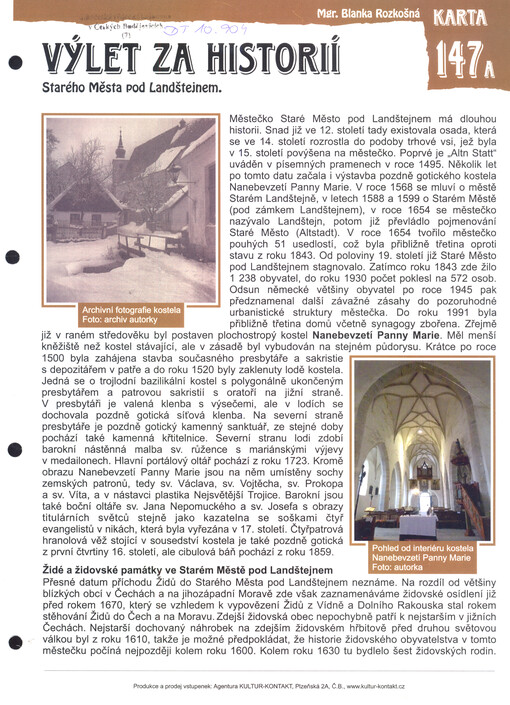 Výlet za historií Starého Města pod Landštejnem