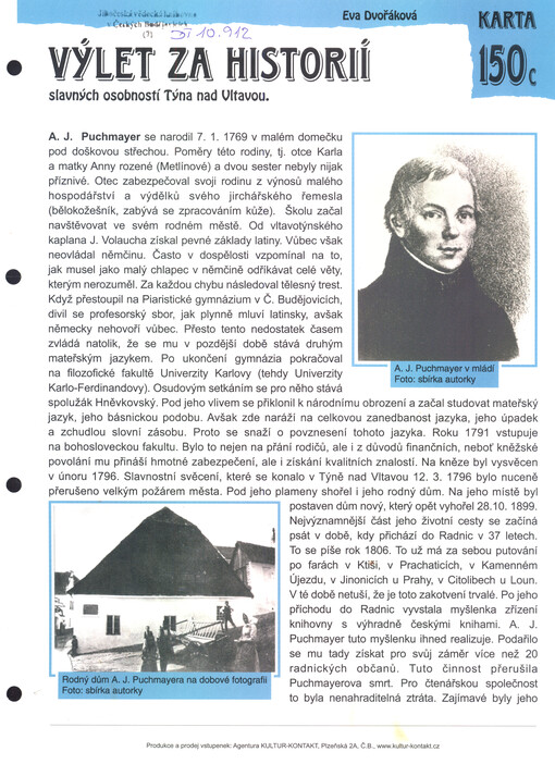 Výlet za historií slavných osobností Týna nad Vltavou