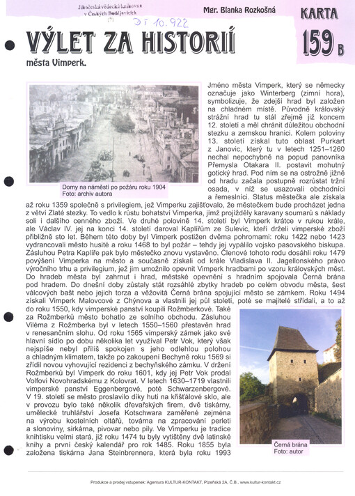 Výlet za historií města Vimperk