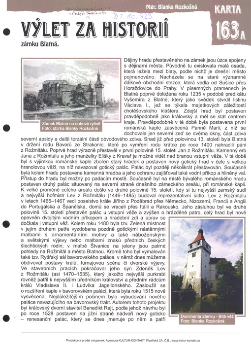 Výlet za historií zámku Blatná