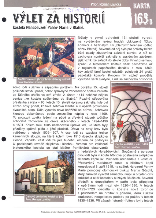 Výlet za historií kostela Nanebevzetí Panny Marie v Blatné