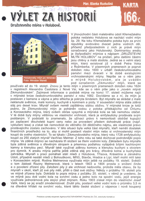 Výlet za historií Družstveního mlýna v Holubově