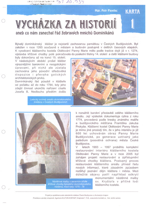 Vycházka za historií, aneb, Co nám zanechal řád žebravých mnichů Dominikánů