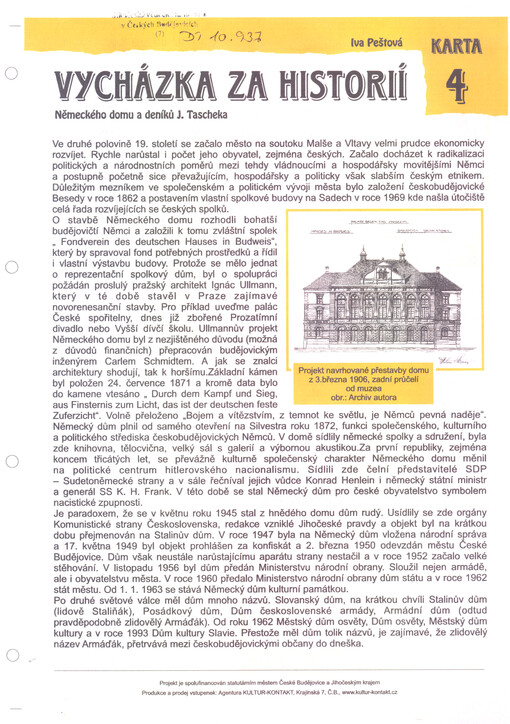 Vycházka za historií Německého domu a deníků J. Tascheka